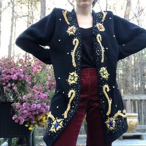 Vintage ugly holiday festive sweater / cardigan